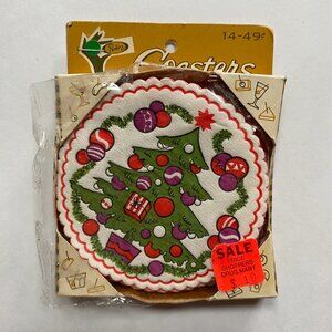 Decorative Paper Coasters Drinkware Barware Retro 70s Holiday Xmas Christmas